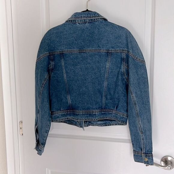 American Bazi Cropped Denim Offset Zipper Round Pulls Snap Details - Picture 2 of 10